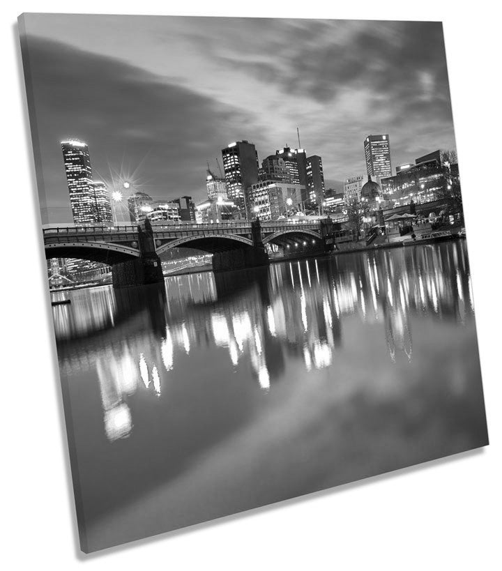 Melbourne Australia City Night B&W