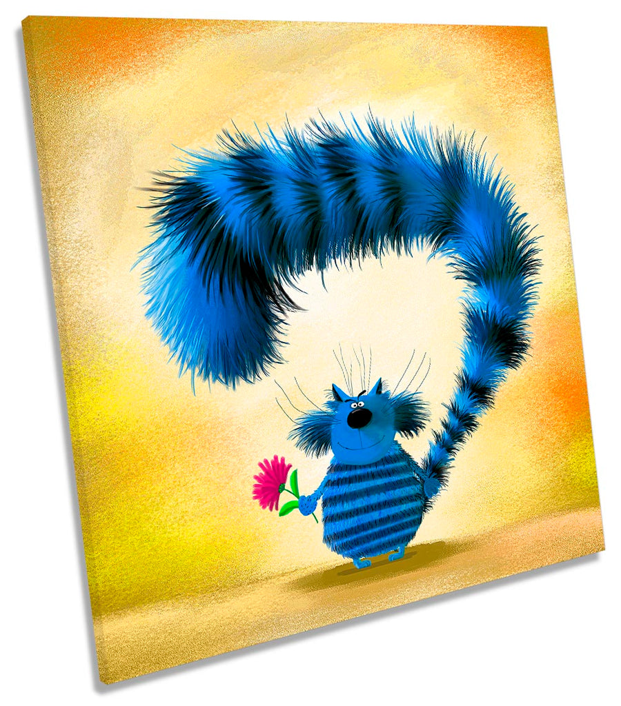 Funny Blue Cat Flower Orange