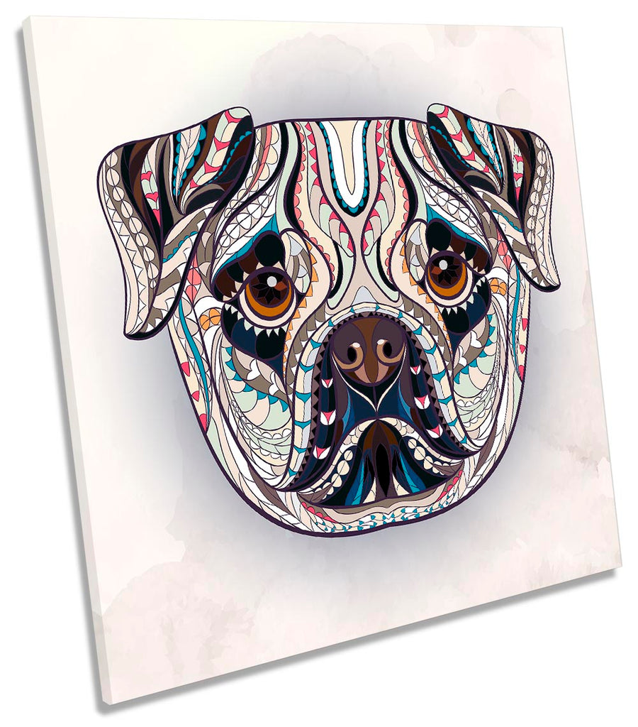 Bulldog Dog Face Geometric Multi-Coloured