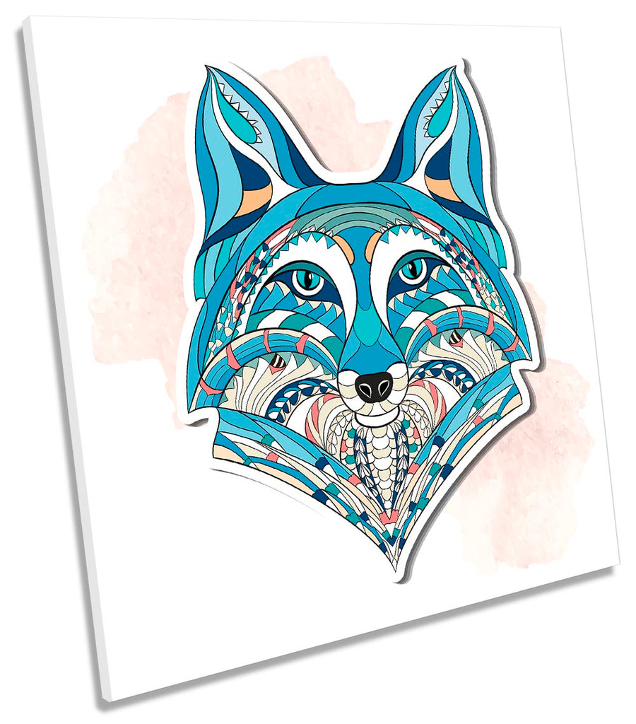 Wolf Face Geometric Blue