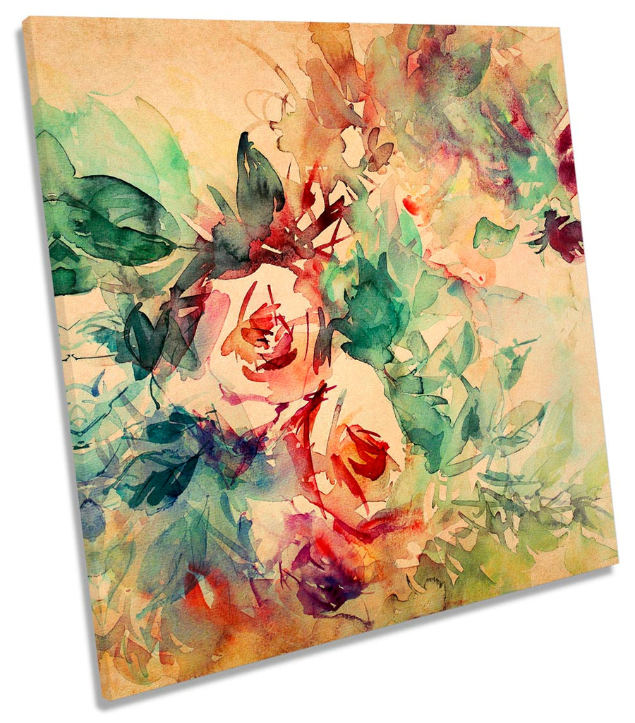 Vintage Rose Floral Flowers Multi-Coloured