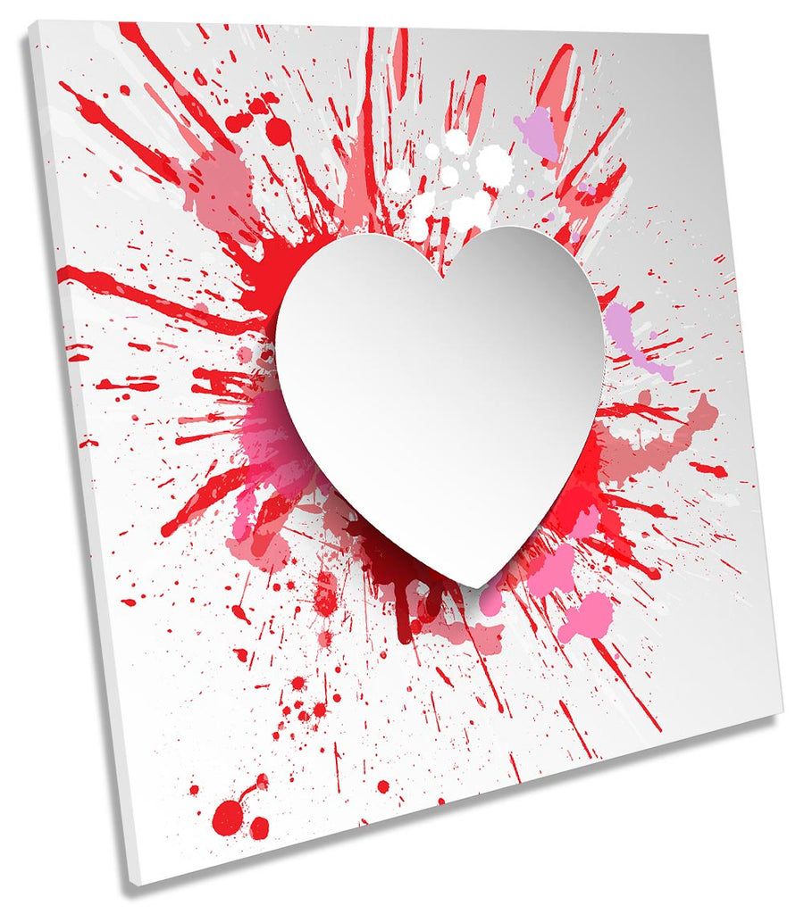 Red Love Heart Splatter White