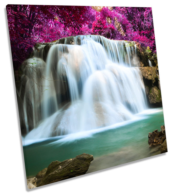 Forest Waterfall Floral Landscape