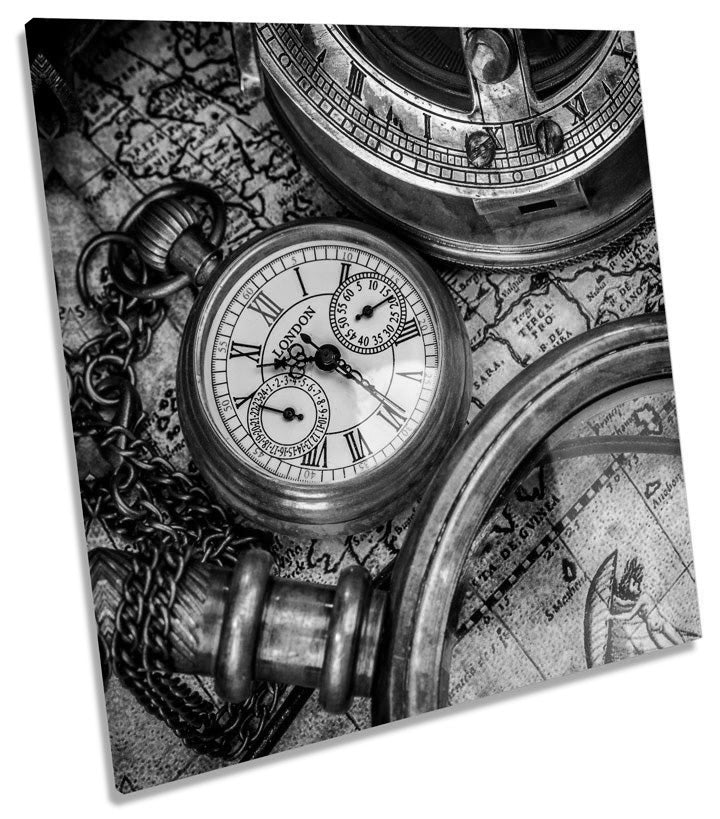 Antique Pocket Watch Map B&W