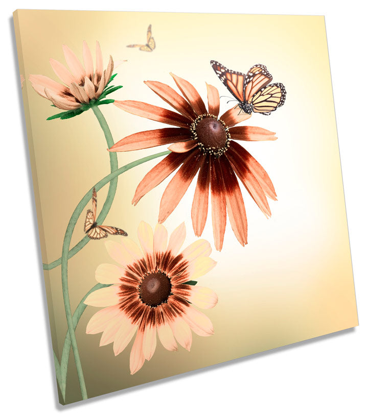 Gerbera Daisy Flowers Butterfly Floral