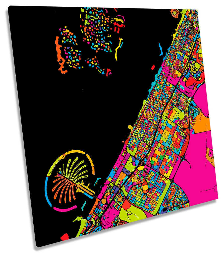 Dubai City Modern Map Multi-Coloured