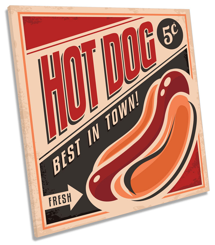 Fresh Hot Dogs Retro Vintage