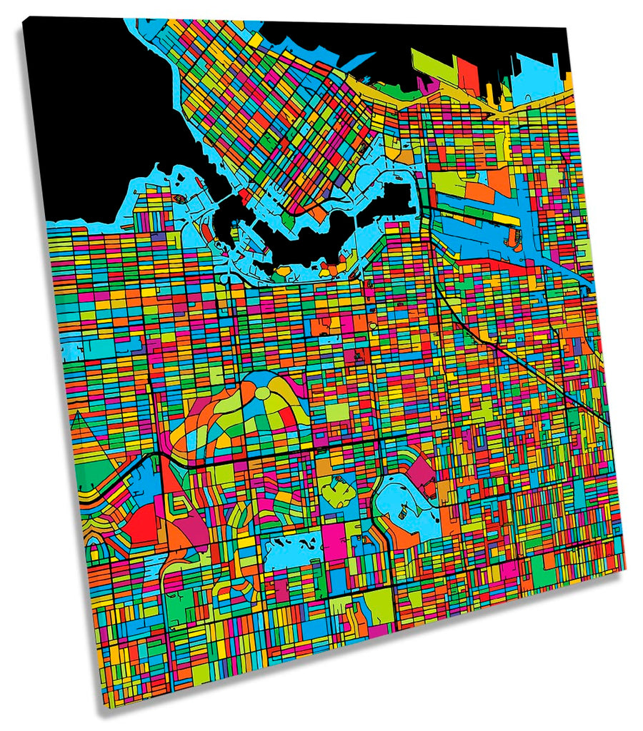 Vancouver City Modern Map Multi-Coloured