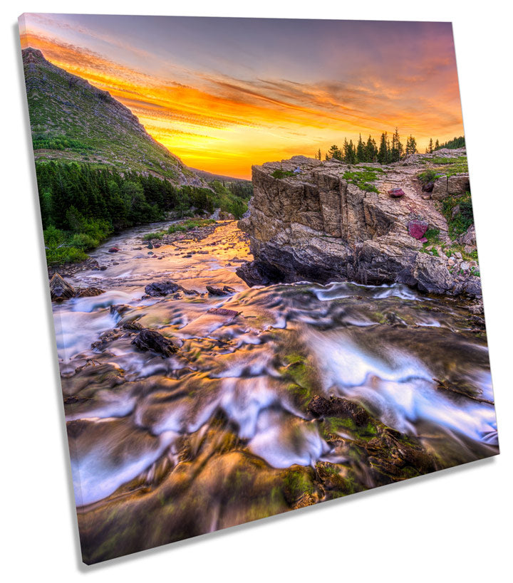 Landscape Mountain River Sunset