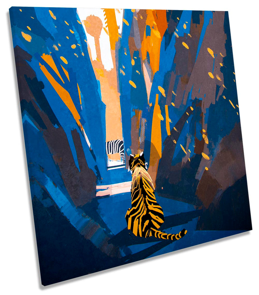 Tiger Stalking Abstract Blue