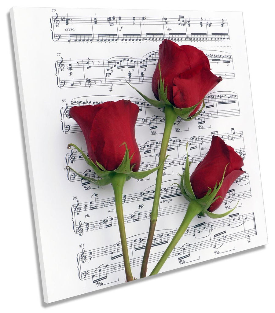 Red Rose Floral Music Note Sheet