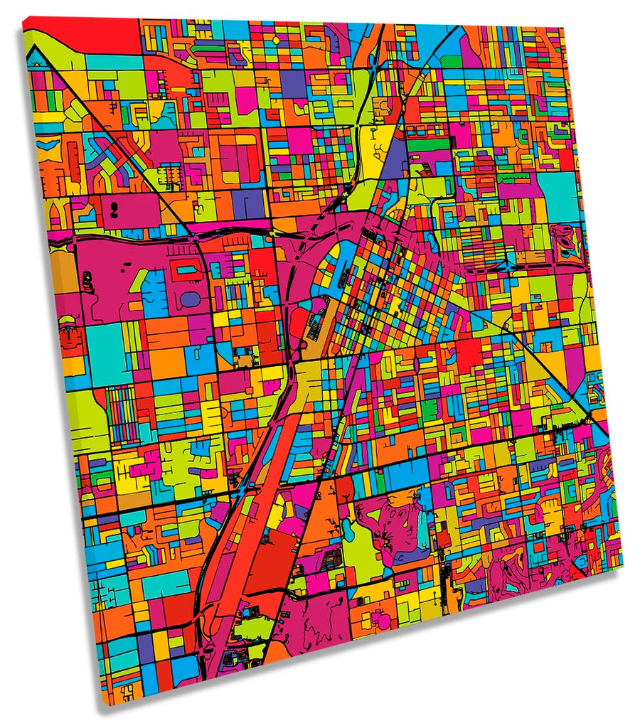 Las Vegas City Modern Map Multi-Coloured