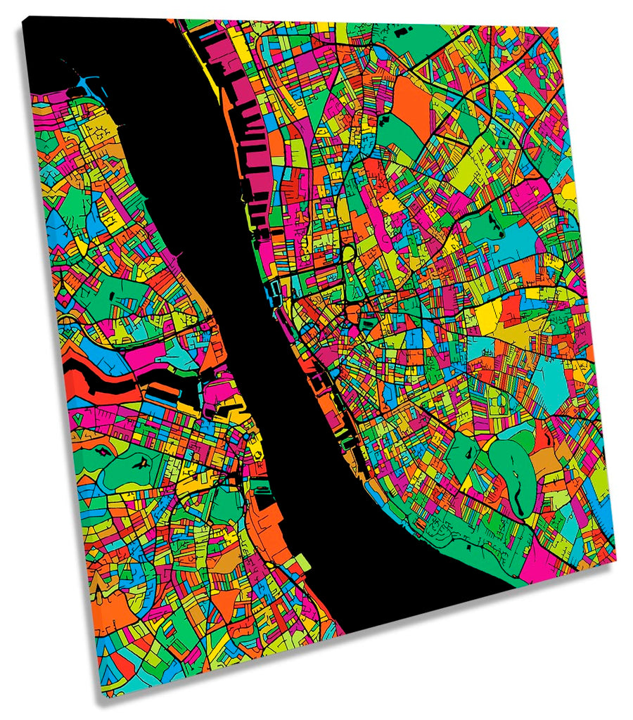 Liverpool City Modern Map Multi-Coloured