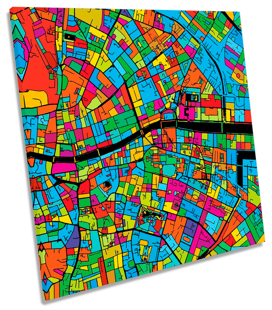 Dublin City Modern Map Multi-Coloured