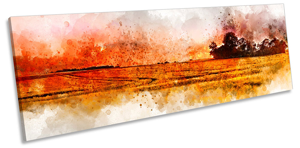 Fields Countryside Sunset Grunge Orange