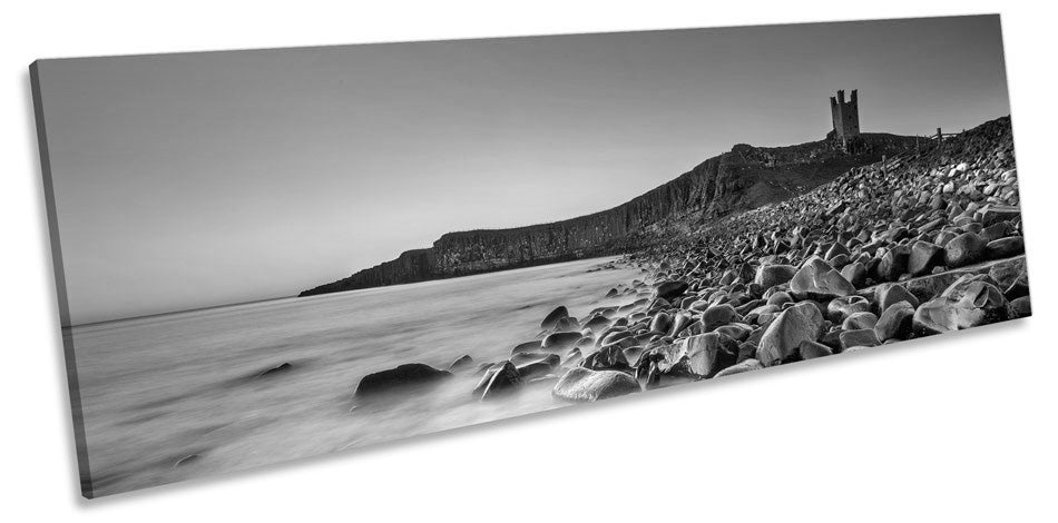 Dunstanburgh Castle Scene Sunset B&W