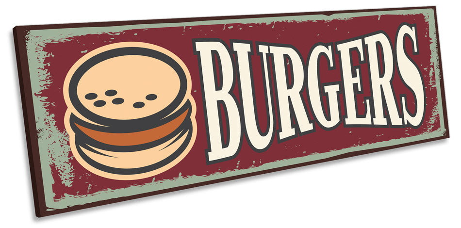 Burgers Sign Kitchen Retro Food