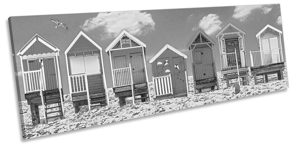 Beach Huts Seaside Holiday B&W