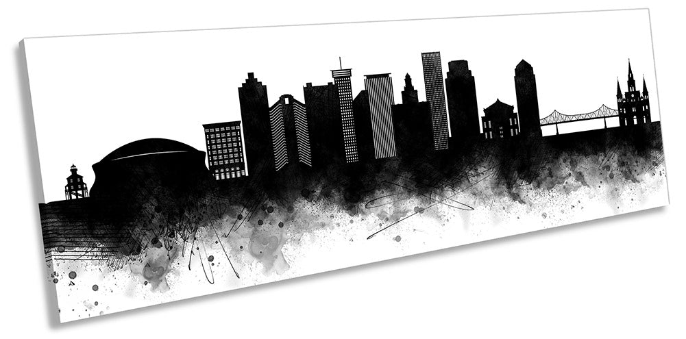 New Orleans Abstract City Skyline Black