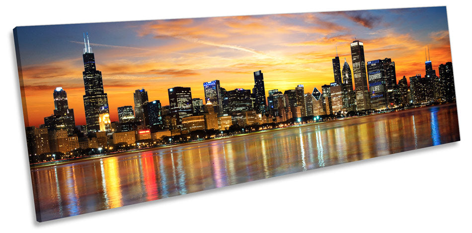 Chicago Illinois Sunset Skyline