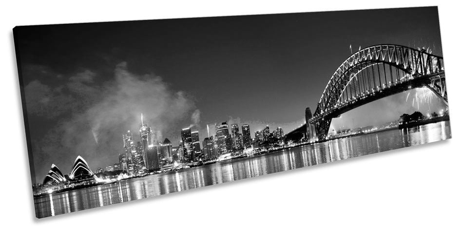 Sydney Skyline Fireworks B&W