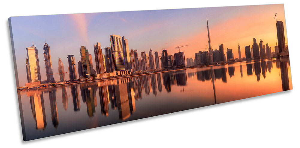 Dubai City Skyline Sunrise Orange