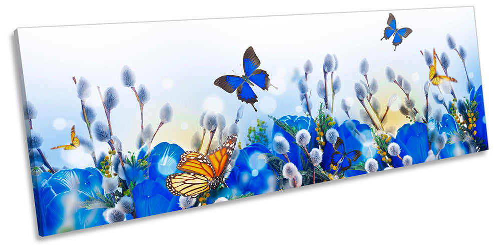 Butterflies Flowers Floral Blue