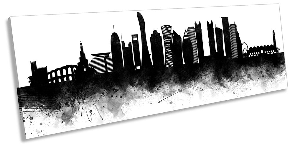 Doha Abstract City Skyline Black