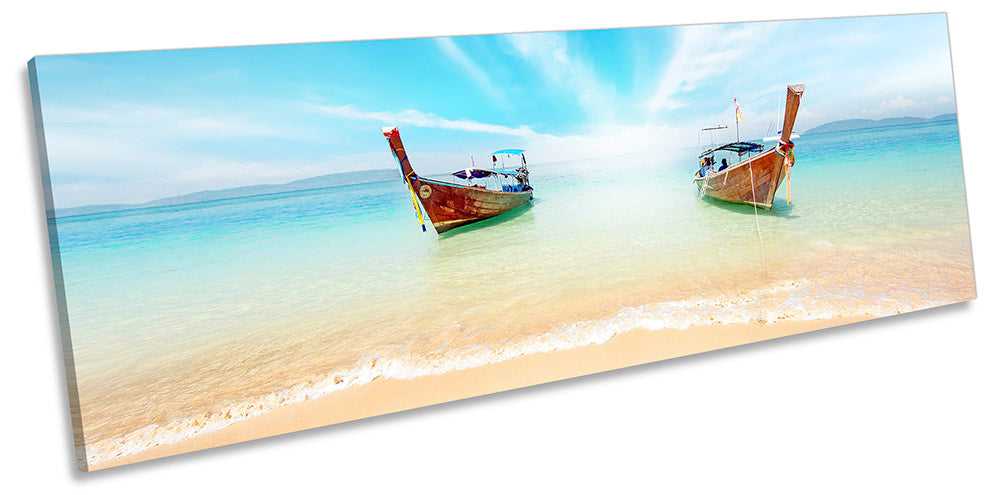 Beach Long Boats Thailand Blue