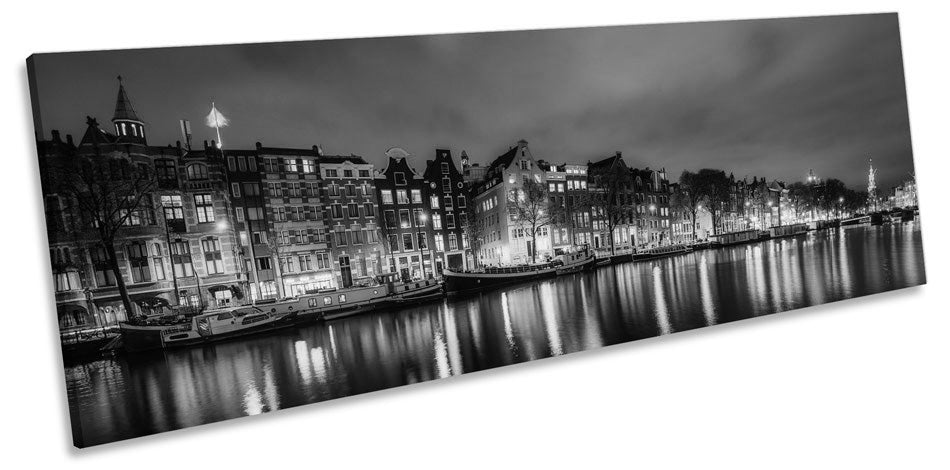 Amsterdam City Night Skyline B&W