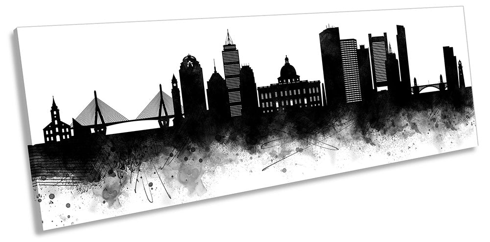 Boston Abstract City Skyline Black