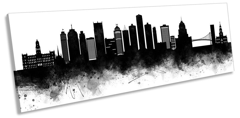 Detroit Abstract City Skyline Black