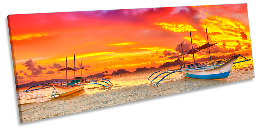 Philippine Boat Beach Sunset Orange