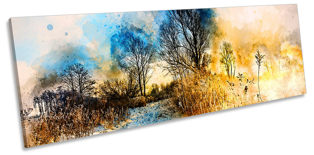 Frosty Abstract Sunset Landscape Blue