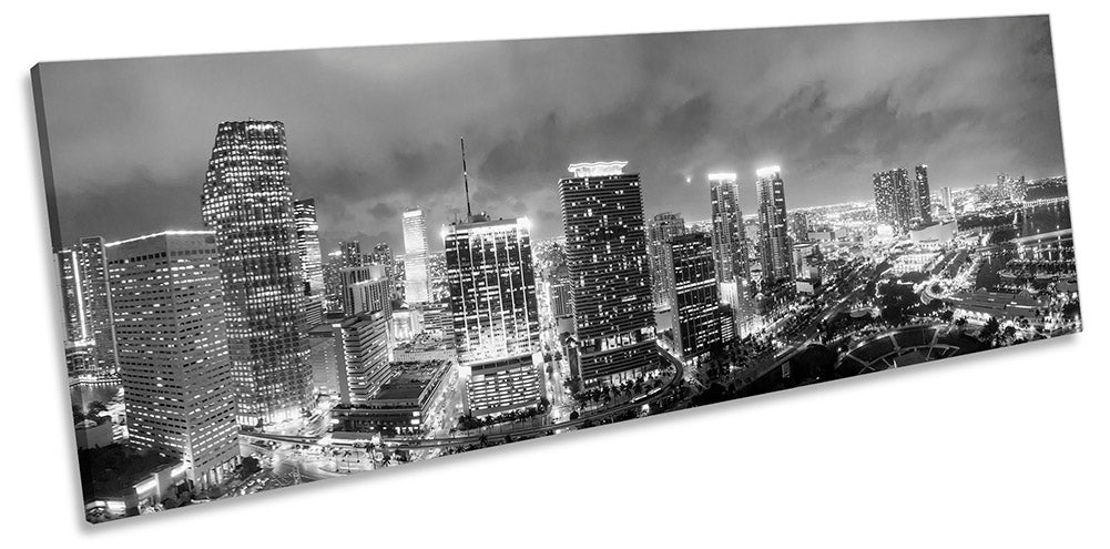 Miami Cityscape Skyline B&W