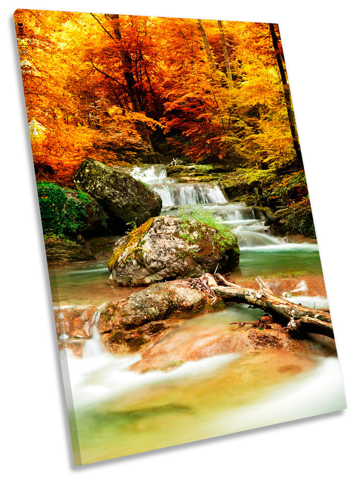 Autumn Forest Landscape River Waterfall