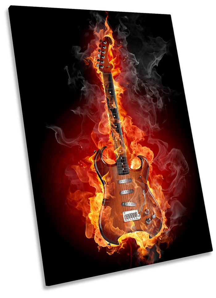 Flaming Red Guitar Music Rock