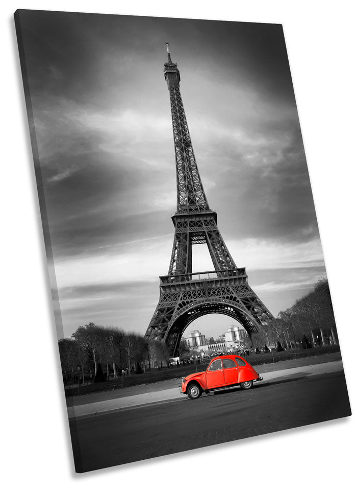 Eiffel Tower Retro Red Car Paris