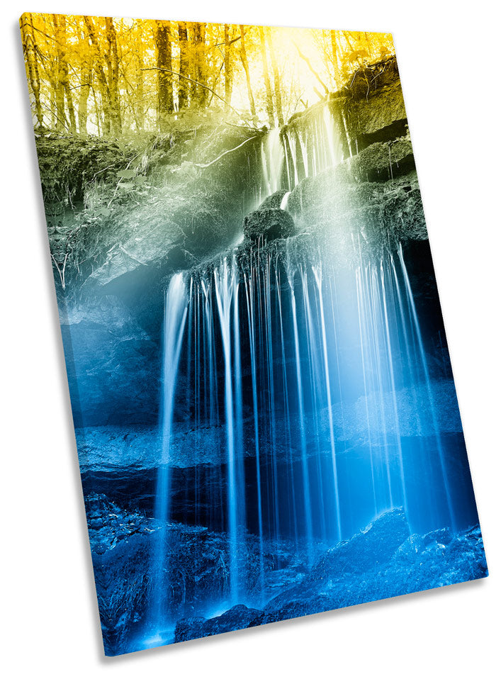 Sun Rays Waterfall Forest