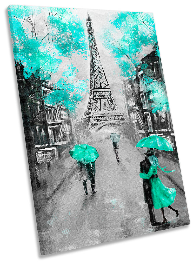 Eiffel Tower Paris Floral Turquoise