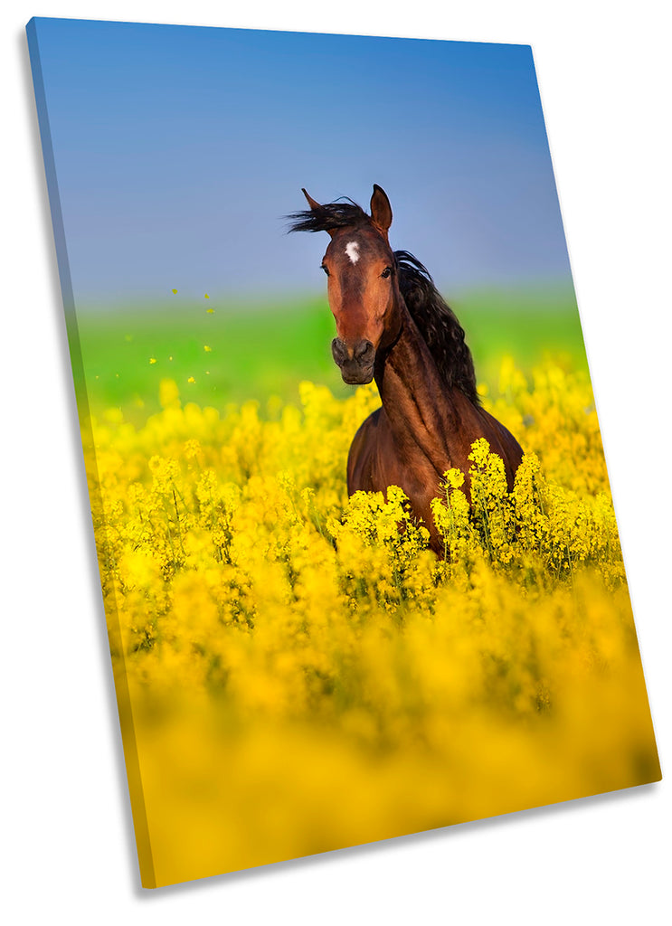 Horse Floral Field Yellow