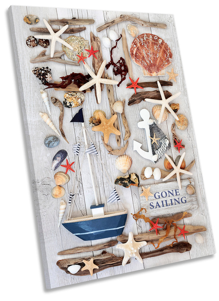 Shabby Chic Sail Boat Beach Multi-Coloured