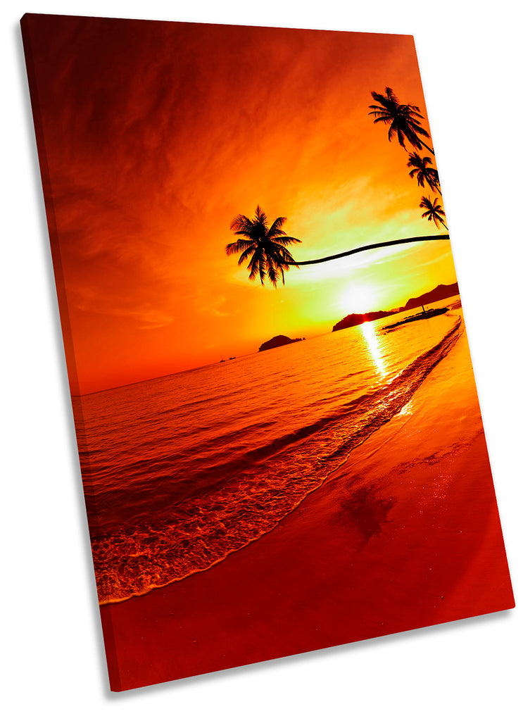 Sunset Beach Palm Trees Orange