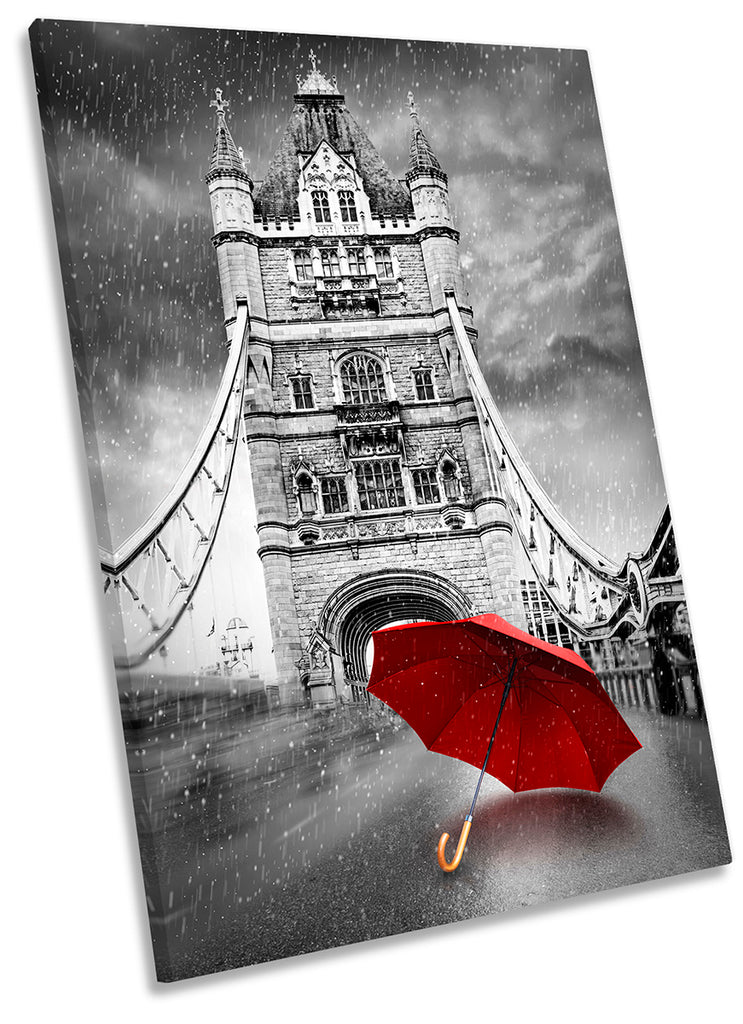 Tower Bridge Red Umbrella Grey