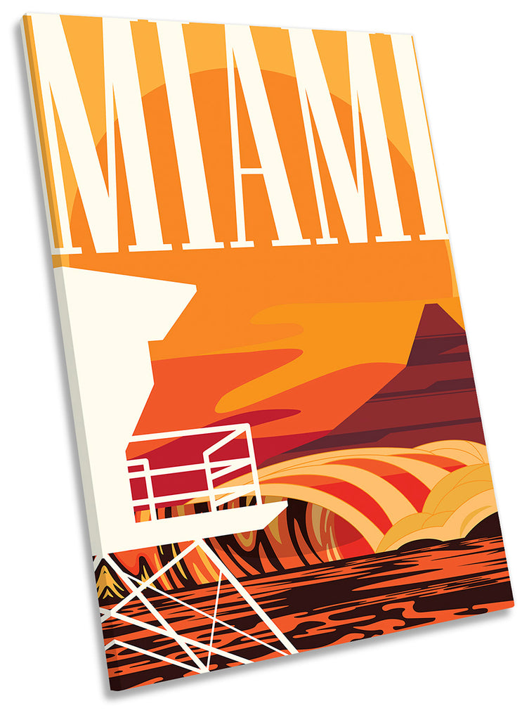 Miami Art Deco Beach Travel Orange