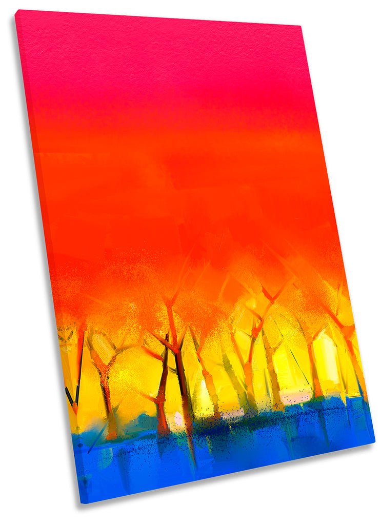 Abstract Sunset Trees Red