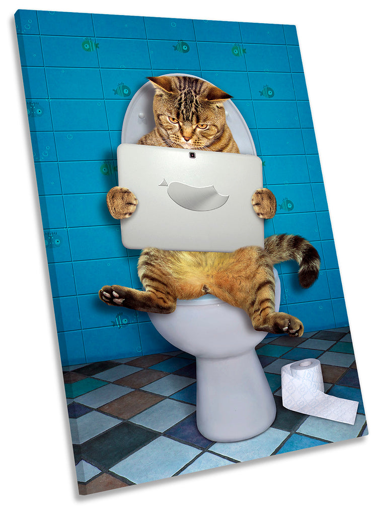 Funny Cat Toilet Bathroom Blue