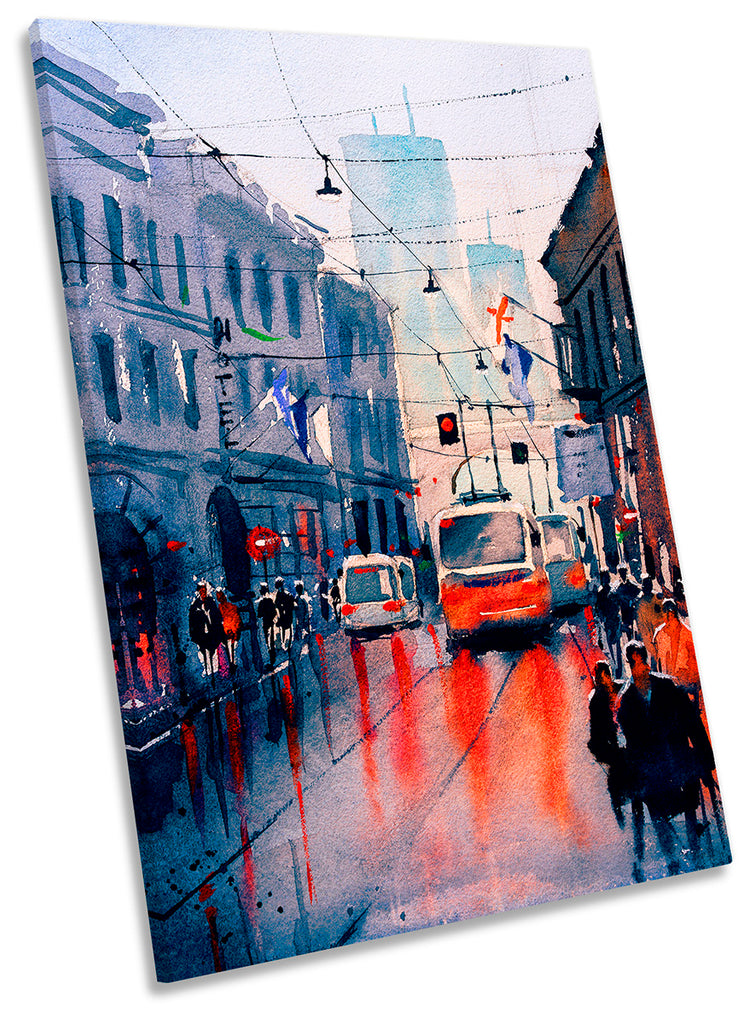 Paris Streets Watercolour Tram Red