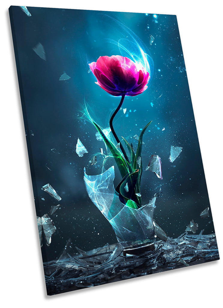 Pink Flower Broken Vase Blue