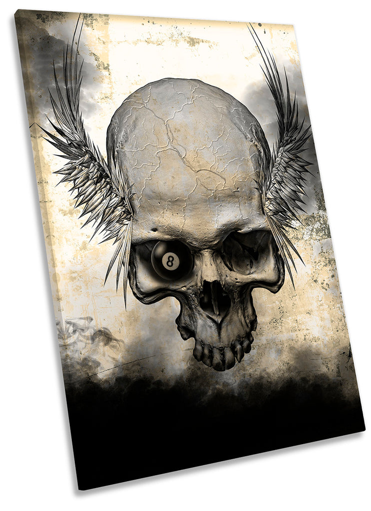 Skull Angel Wings Grunge Beige